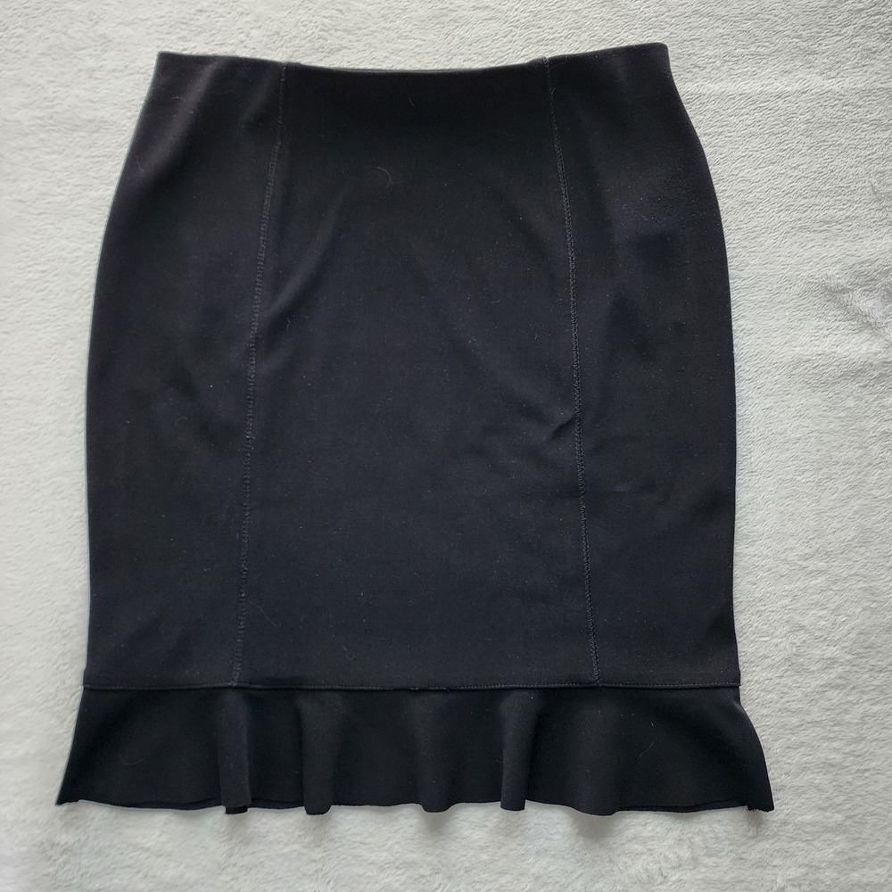 Joseph Ribkoff Ruffle Hem Skirt Womens 6 Black Pencil Flounce Office Corporate